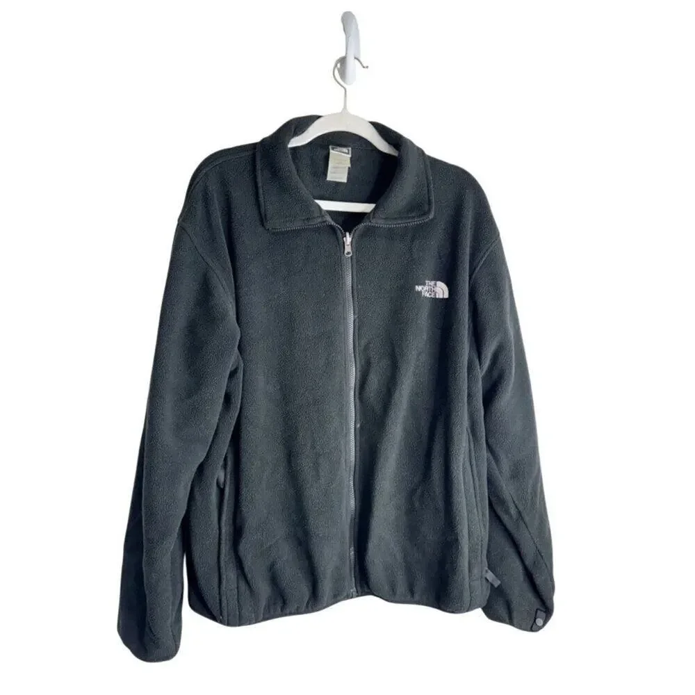 The North Face Jacket Mens Size Large Black Full Zip Fleece Logo Side‎ Pockets
